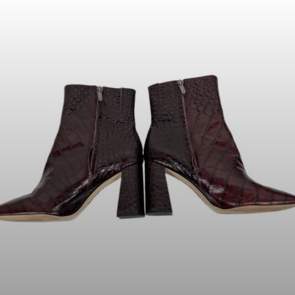 Sam Edelman Codie 2 Square Toe Ankle Bootie Boots Red Bordeaux Croc Size 9.5 - Picture 11 of 14